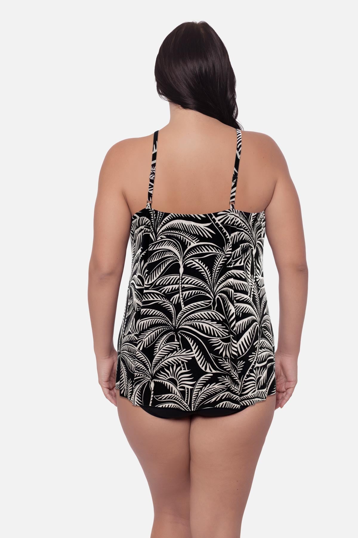 Miraclesuit Black/Multi Magicsuit Plus Size Parker Swim Dress in Hearts Of Palm