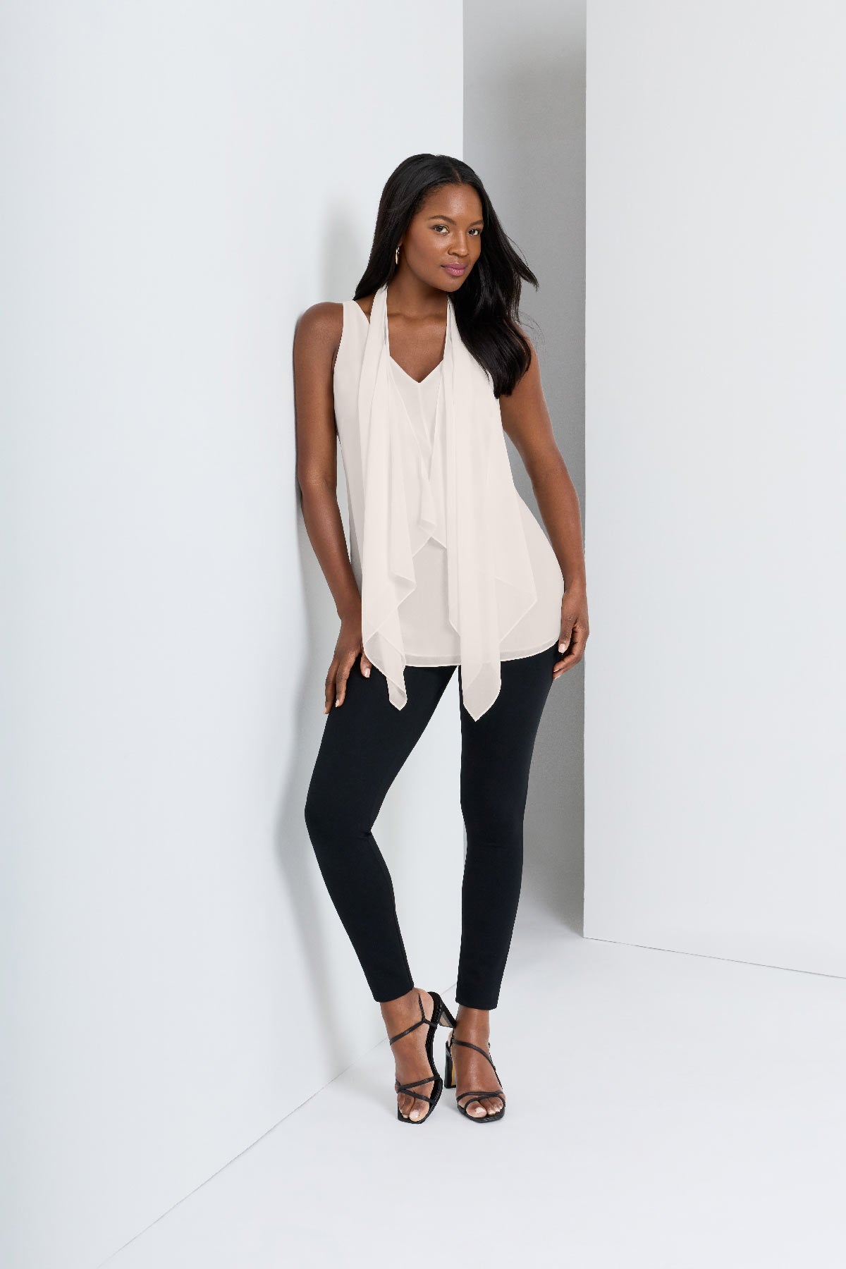 Miraclesuit Ivory Soft Georgette Layered Tunic in Ivory