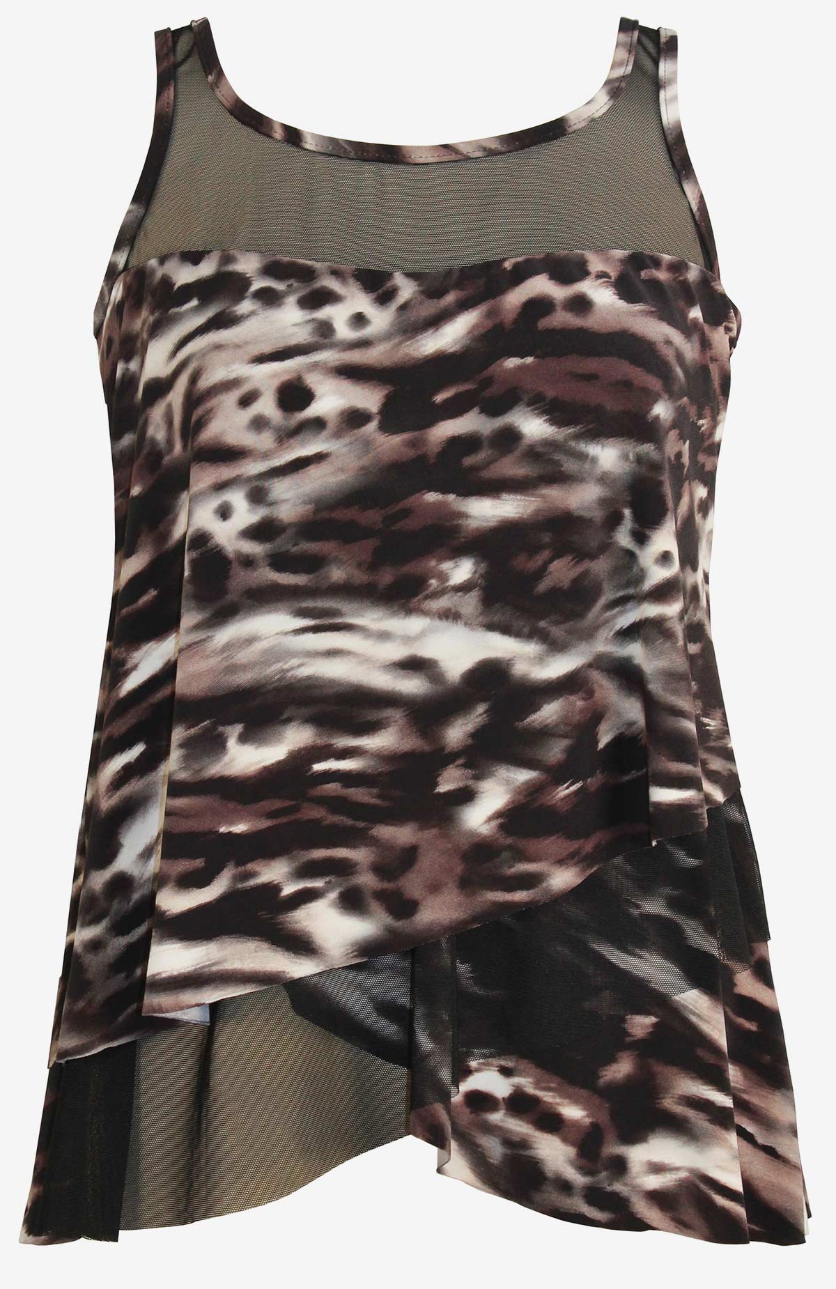 Miraclesuit Black/Brown Plus Size Tempest Mirage Tankini Top