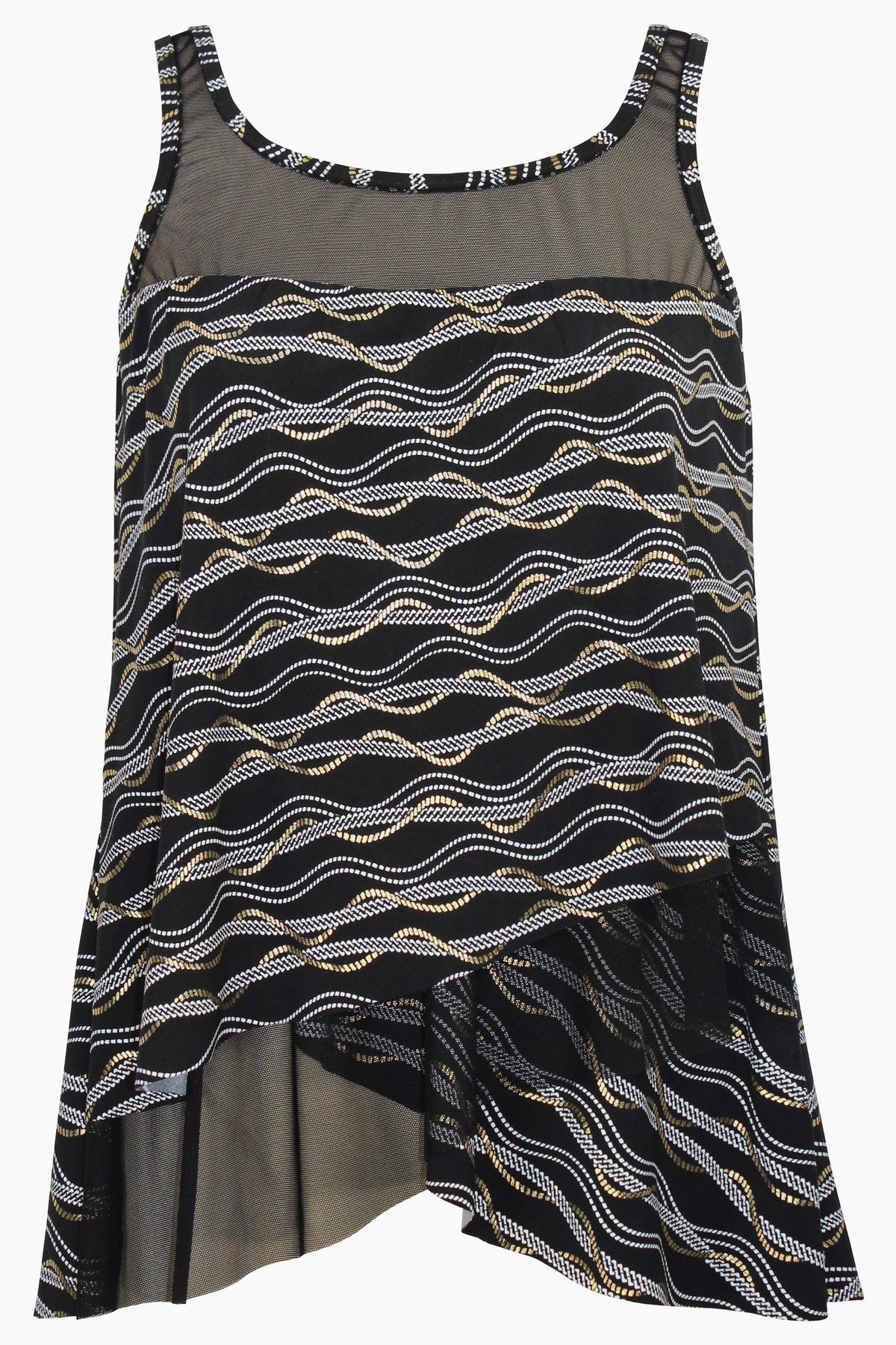 Miraclesuit Black/Multi Plus Size Linked In Mirage Tankini