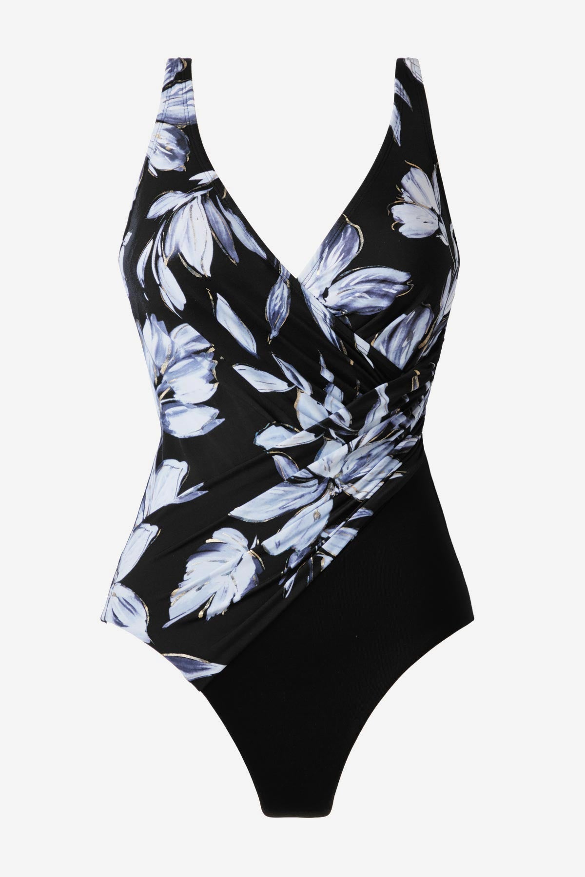Miraclesuit Black/White Plus Size Oceanus One Piece Swimsuit in Fiore Di Luna