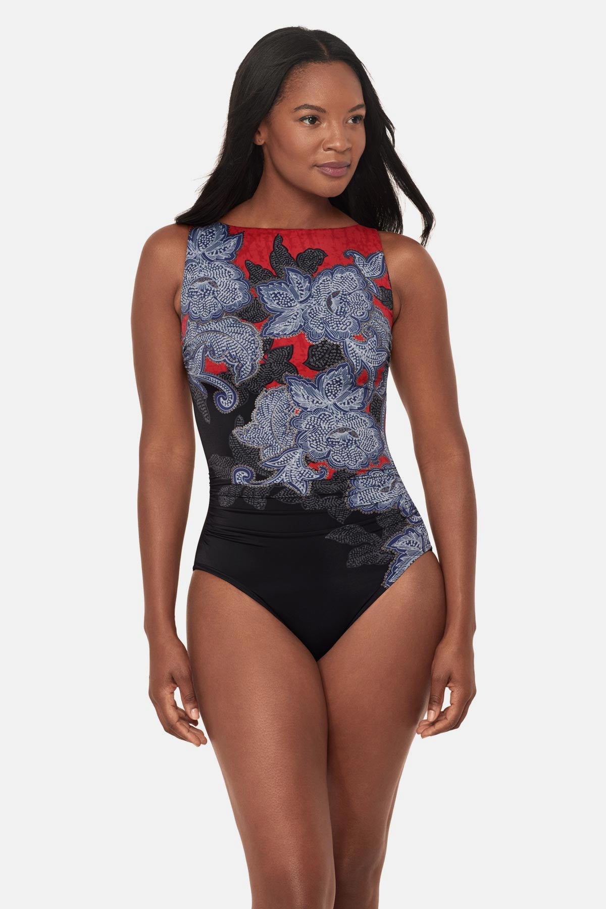 Miraclesuit Black/Multi Regatta One Piece in Steel Magnolias