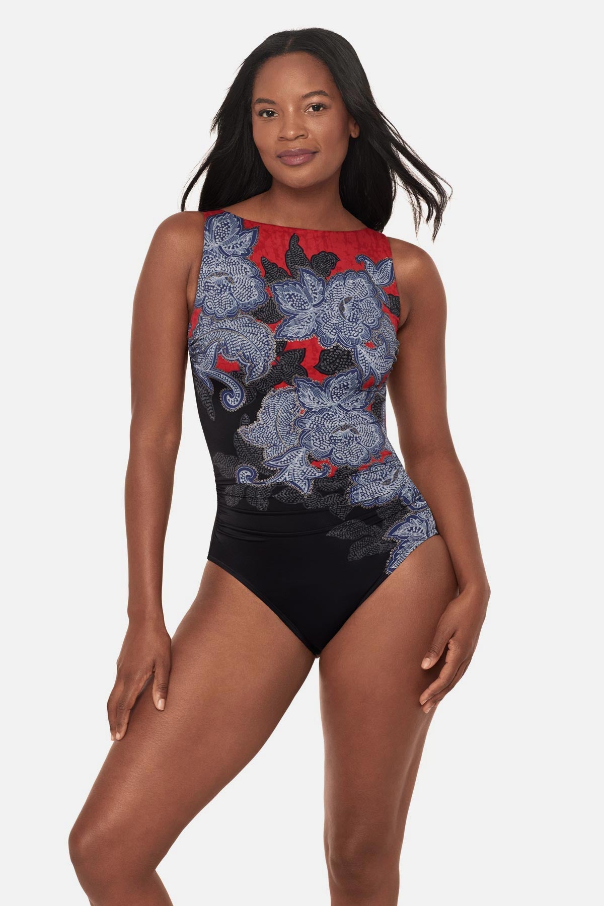 Miraclesuit Black/Multi Regatta One Piece in Steel Magnolias