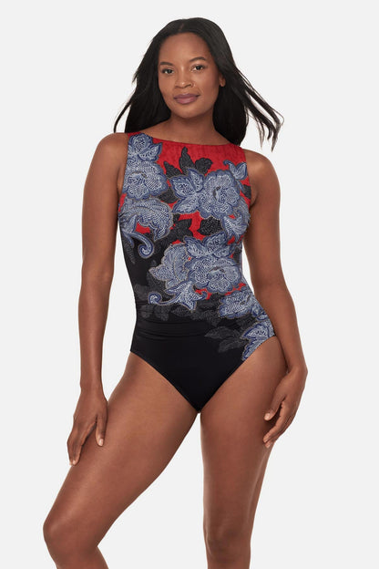 Miraclesuit Black/Multi Regatta One Piece in Steel Magnolias