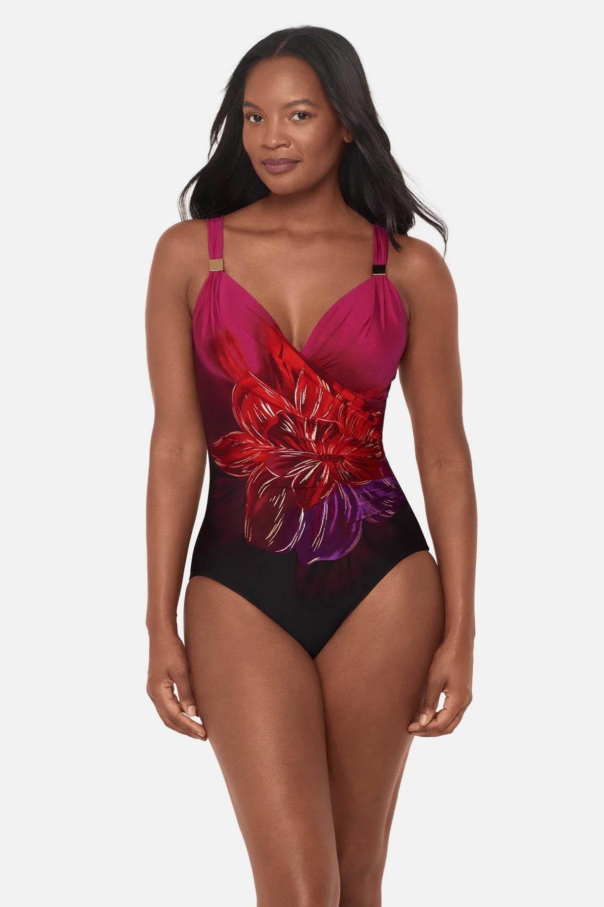 Miraclesuit Black/Multi Siren One Piece in Petali Rosa