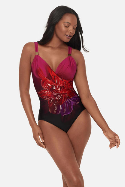 Miraclesuit Black/Multi Siren One Piece in Petali Rosa