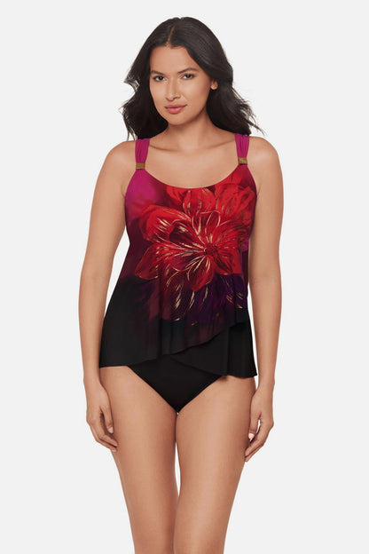 Miraclesuit Black/Multi Dazzle Tankini Top in Petali Rosa