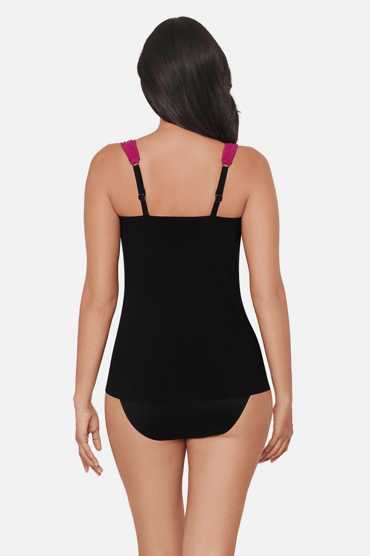 Miraclesuit Black/Multi Dazzle Tankini Top in Petali Rosa
