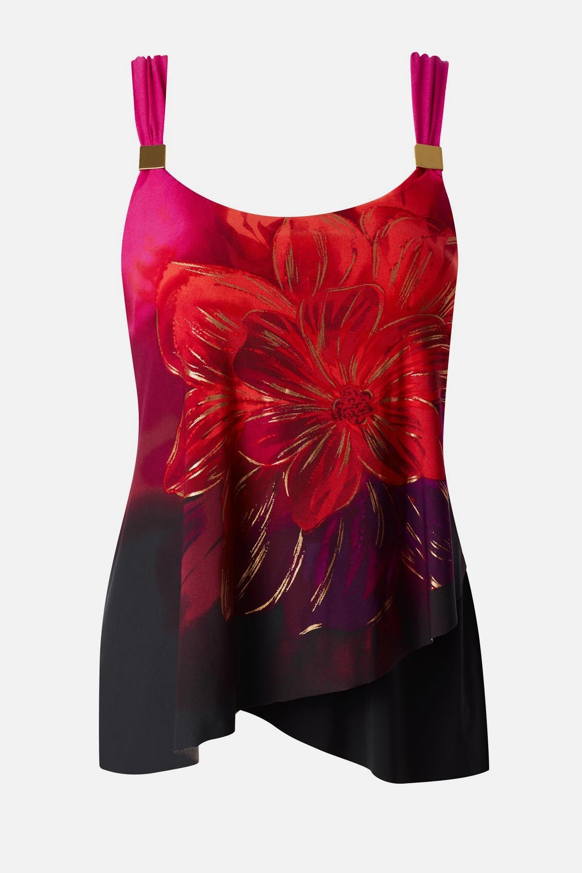 Miraclesuit Black/Multi Dazzle Tankini Top in Petali Rosa