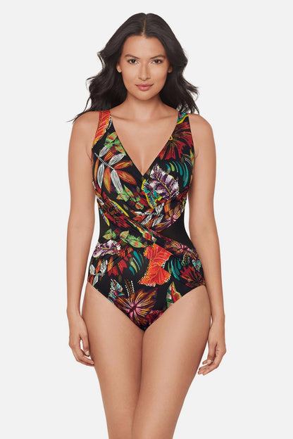 Miraclesuit Black/Multi Crossover One Piece in Pluma