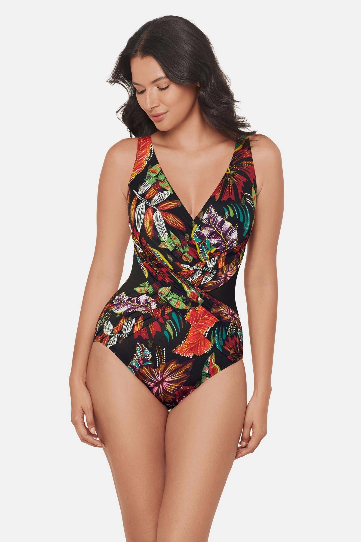 Miraclesuit Black/Multi Crossover One Piece in Pluma