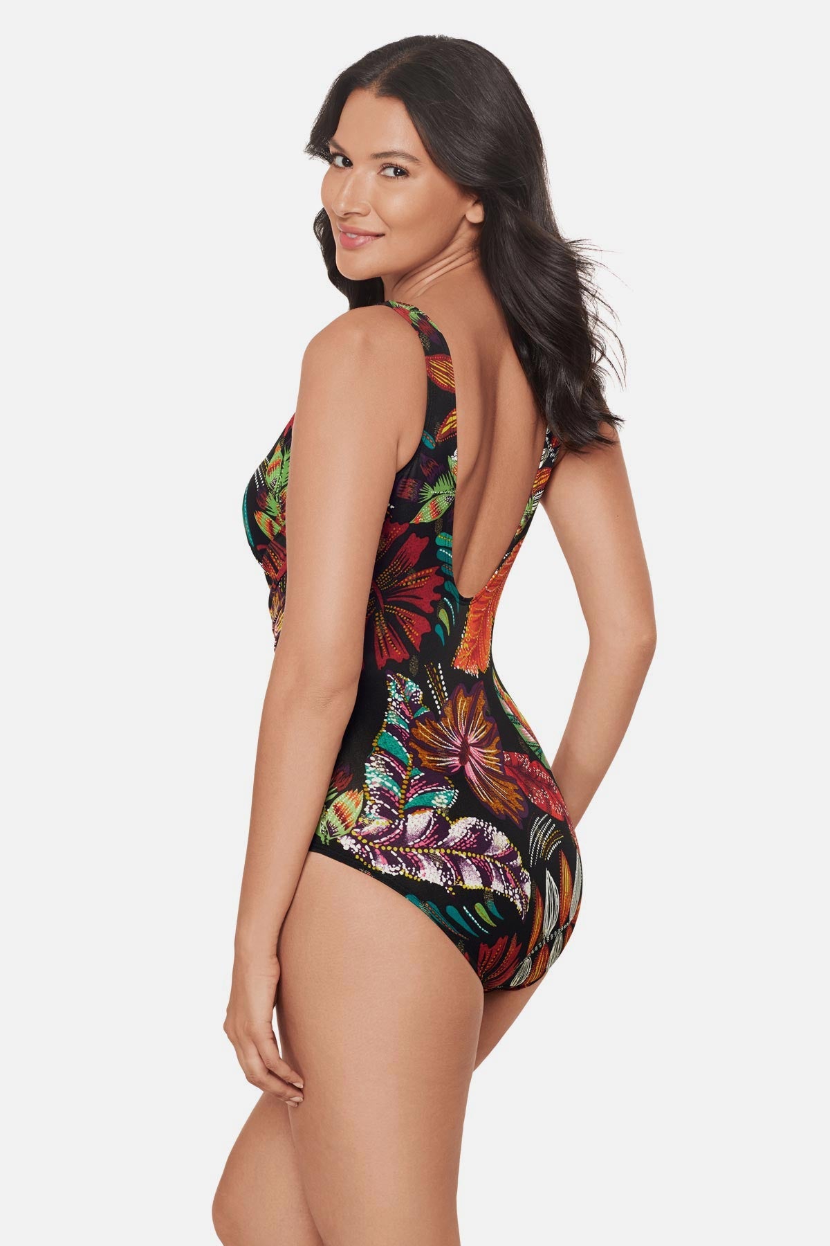 Miraclesuit Black/Multi Crossover One Piece in Pluma