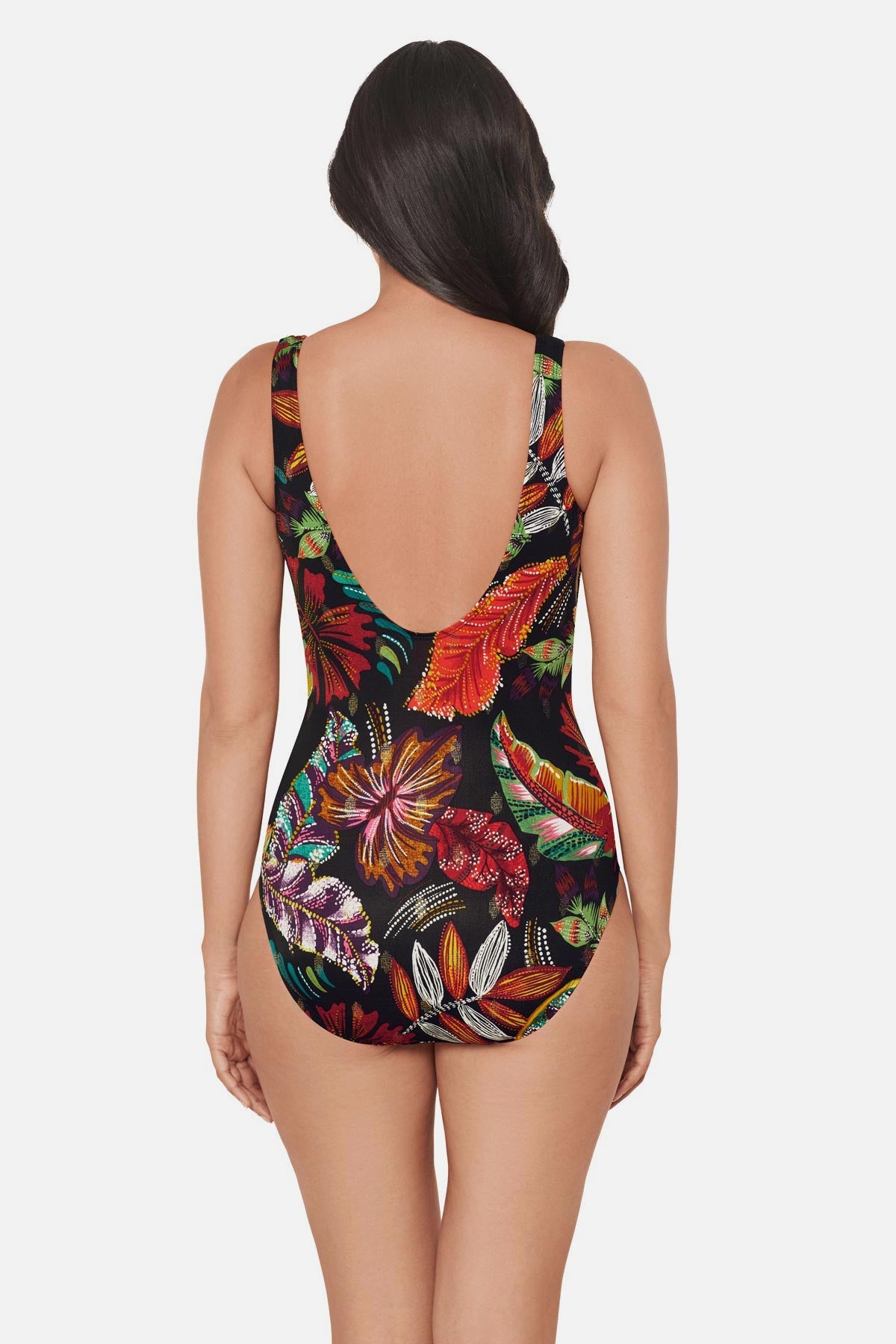 Miraclesuit Black/Multi Crossover One Piece in Pluma