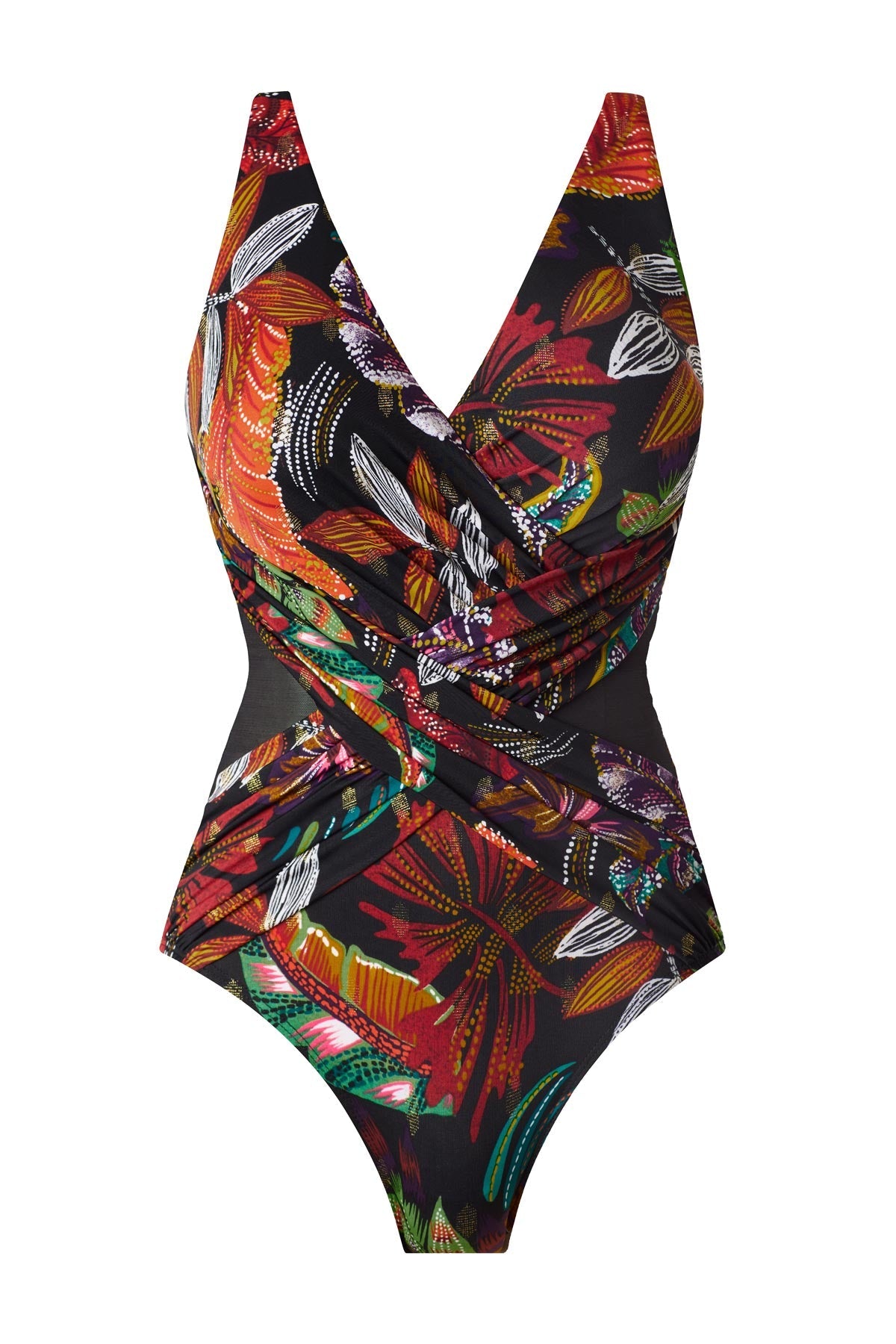 Miraclesuit Black/Multi Crossover One Piece in Pluma