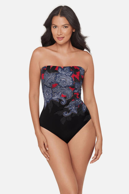 Miraclesuit Black/Multi Avanti One Piece in Steel Magnolias
