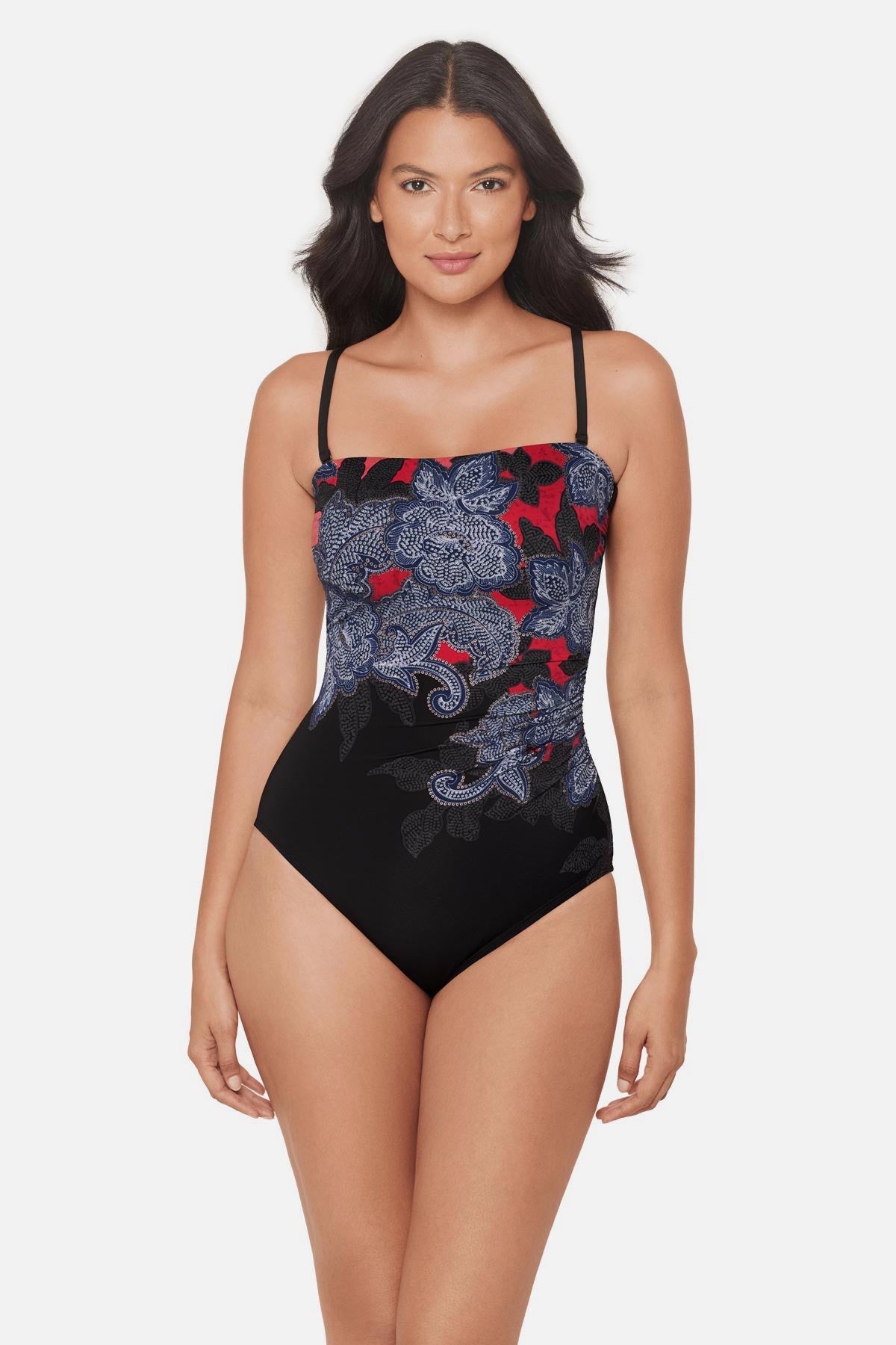Miraclesuit Black/Multi Avanti One Piece in Steel Magnolias