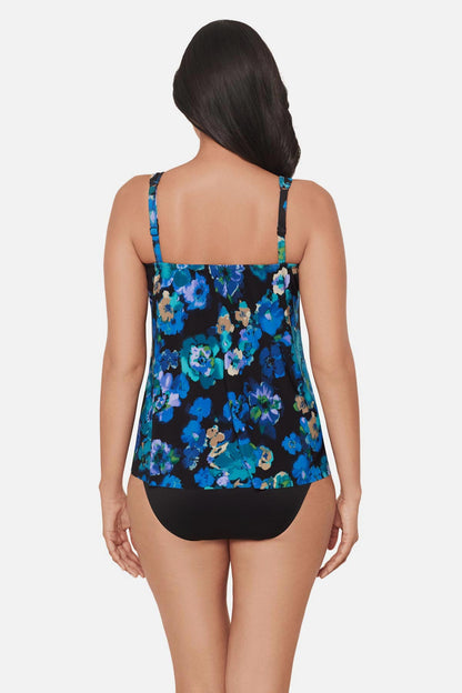 Miraclesuit Black/Multi Mirage Tankini Top in Secret Garden