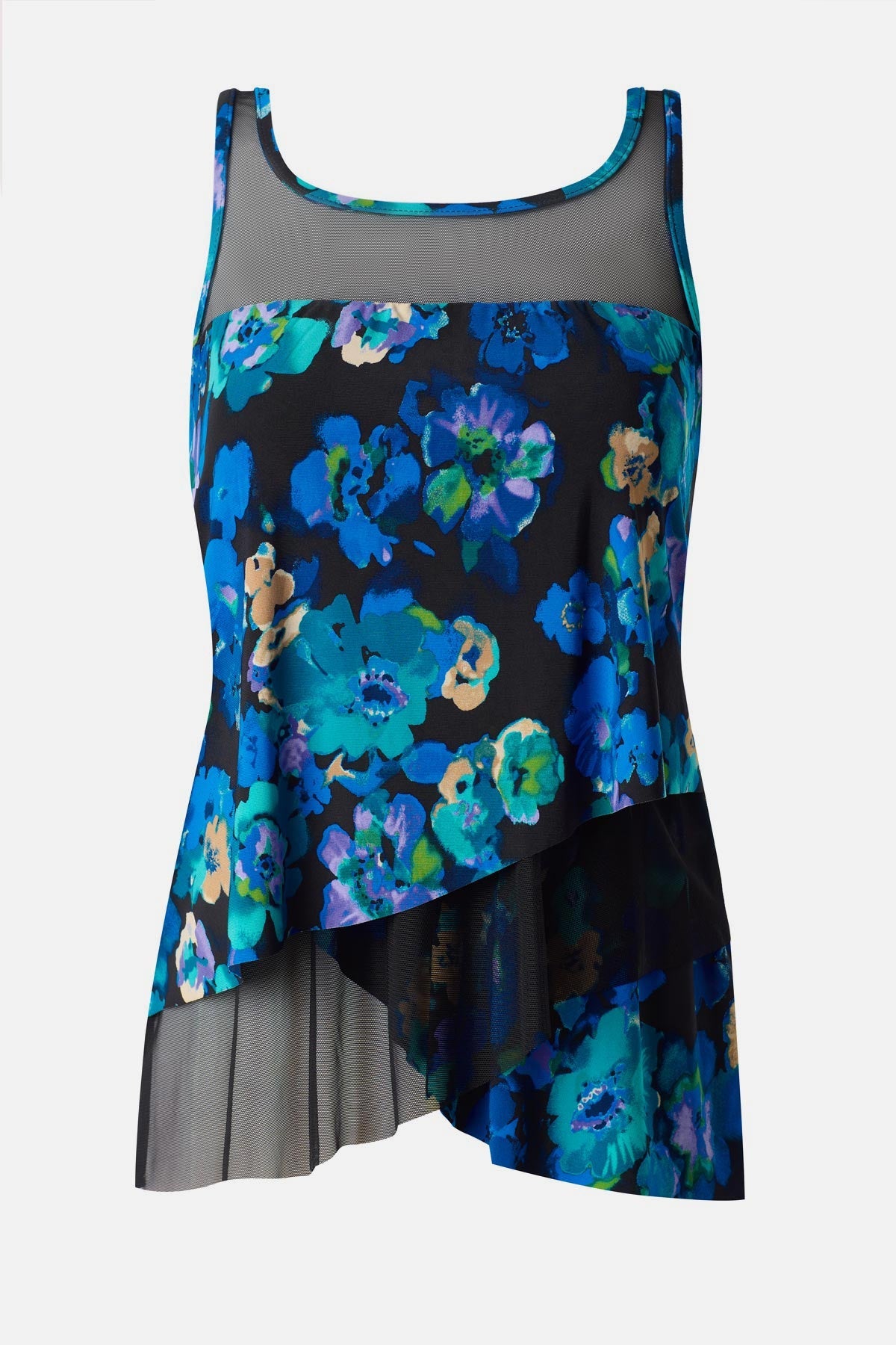 Miraclesuit Black/Multi Mirage Tankini Top in Secret Garden