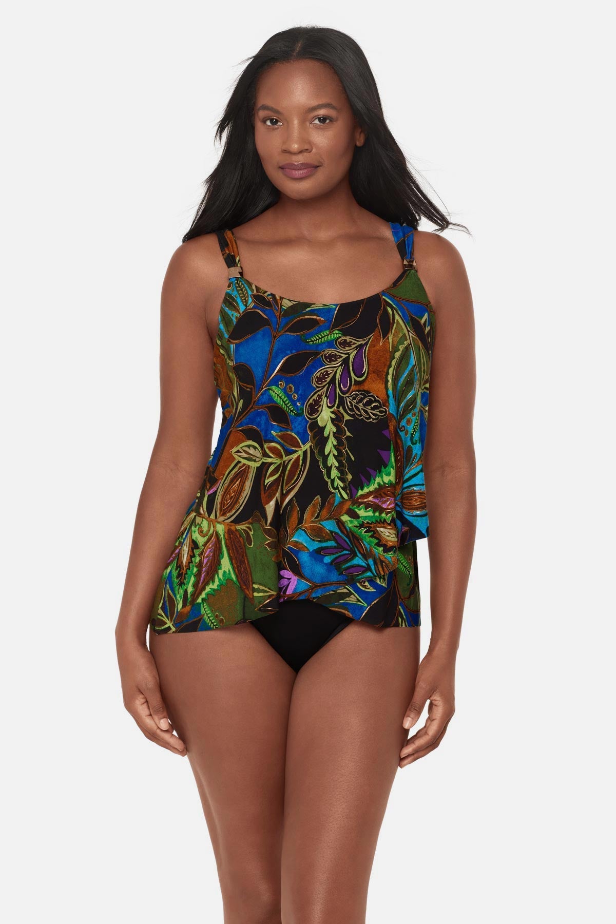 Miraclesuit Blue/Multi Dazzle Tankini Top in Amazonia