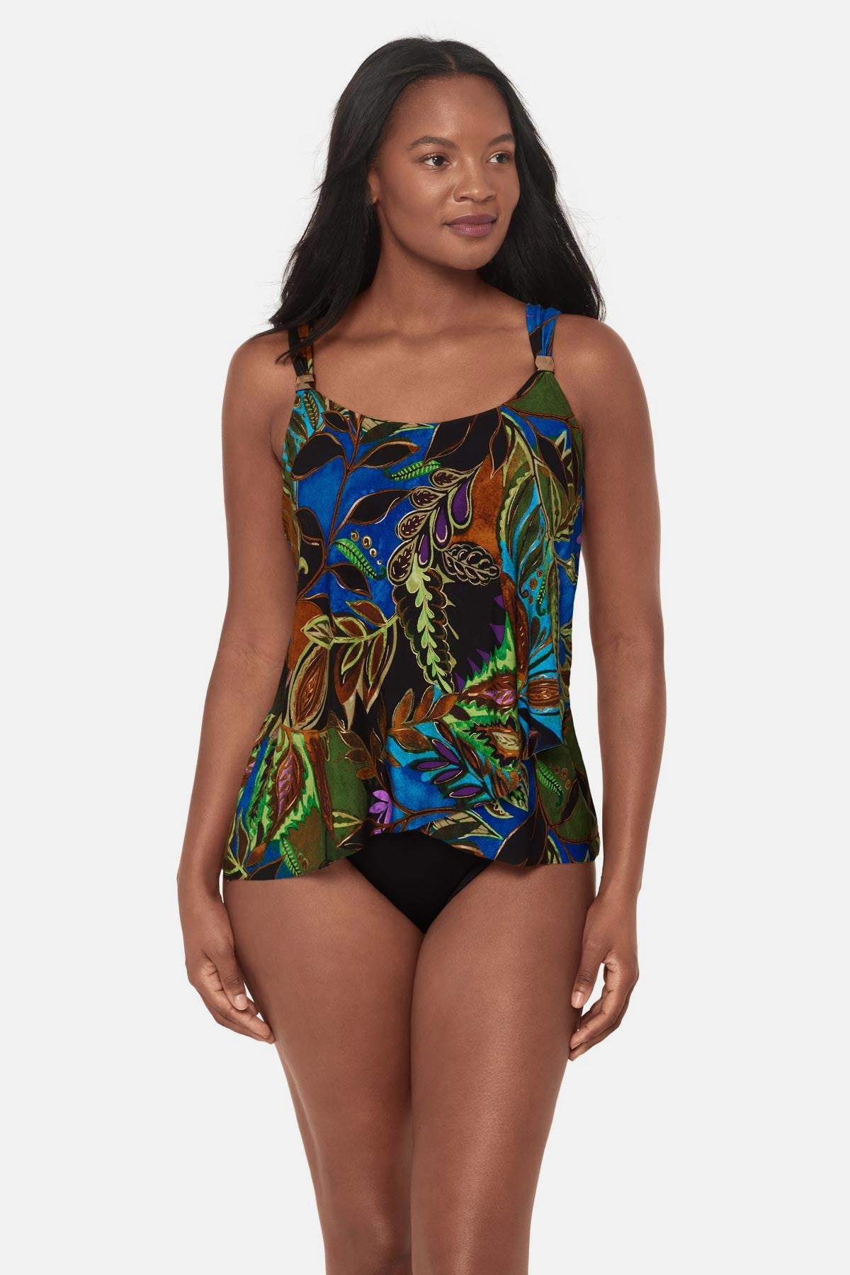 Miraclesuit Blue/Multi Dazzle Tankini Top in Amazonia