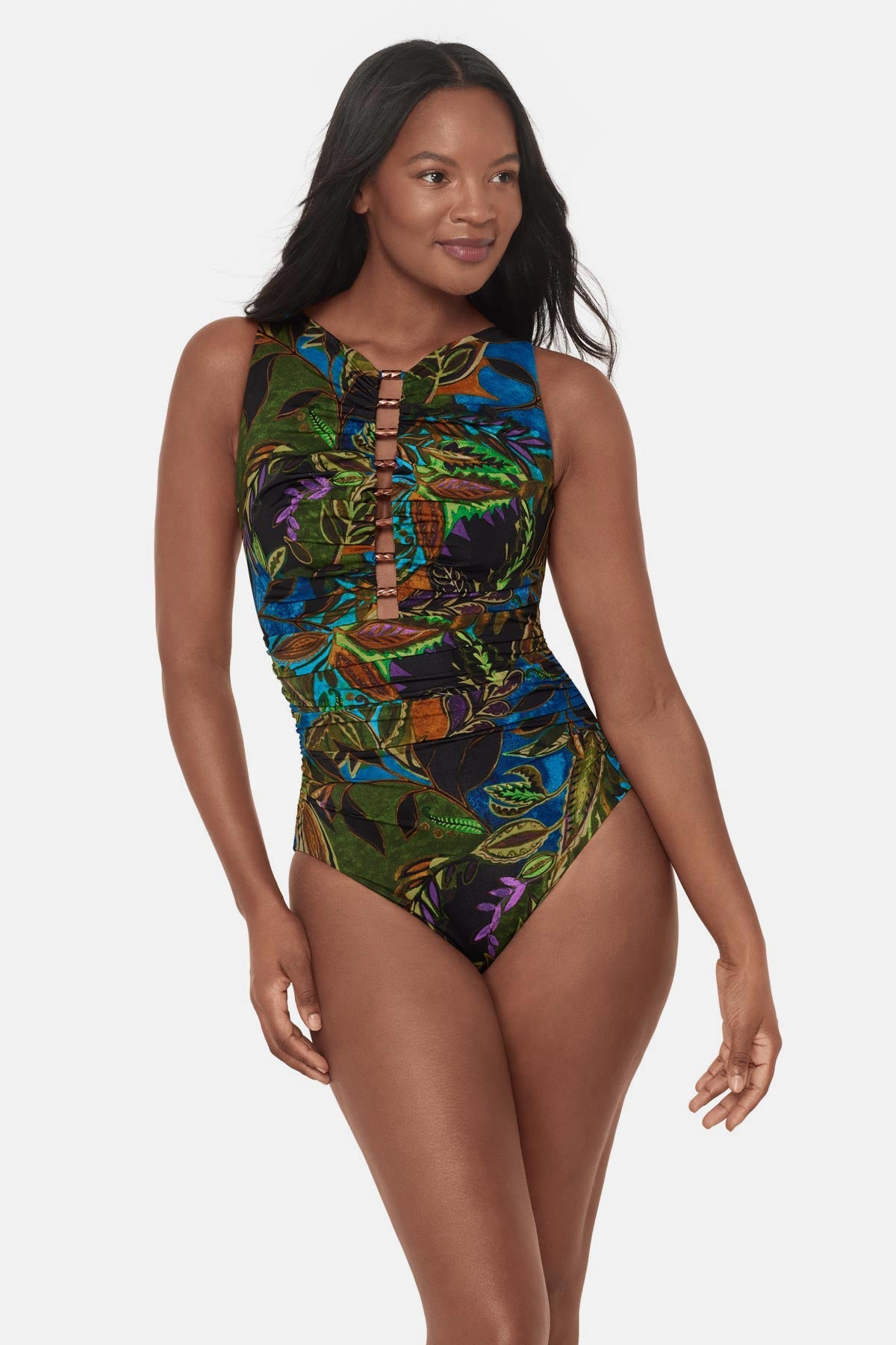 Miraclesuit Blue/Multi Swizzle One Piece in Amazonia