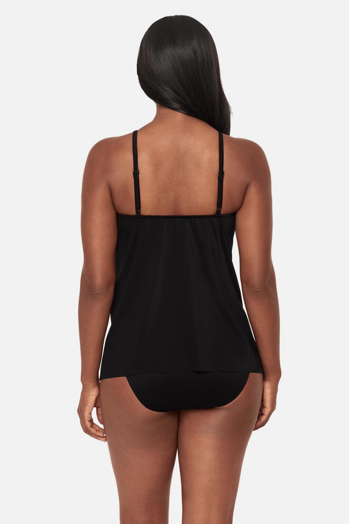 Miraclesuit Black/Multi Peephole Tankini Top in Steel Magnolias