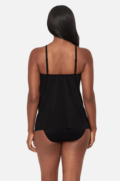 Miraclesuit Black/Multi Peephole Tankini Top in Steel Magnolias