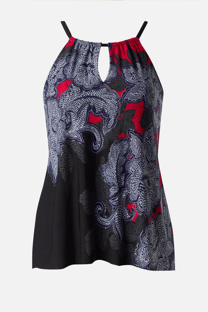 Miraclesuit Black/Multi Peephole Tankini Top in Steel Magnolias