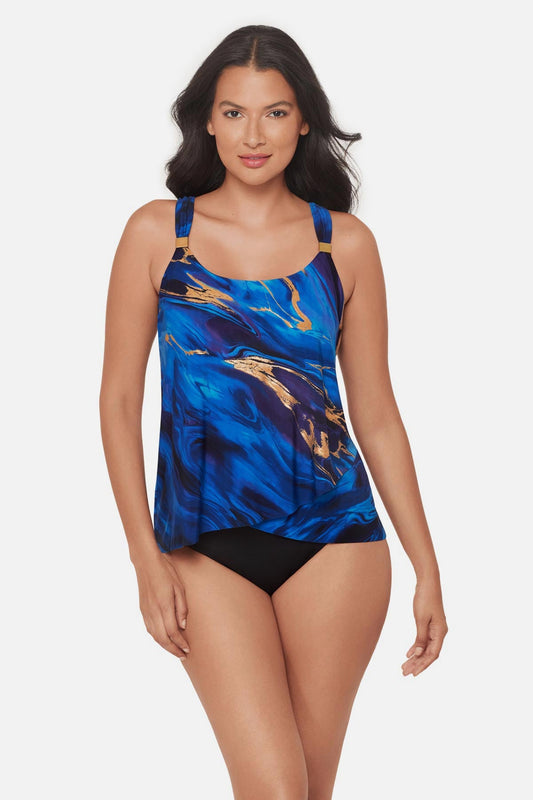 Miraclesuit Blue/Multi Dazzle Tankini Top in Stellar Nova