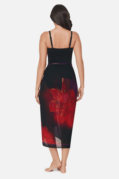 Miraclesuit Black/Multi Pareo Cover Up in Petali Rosa
