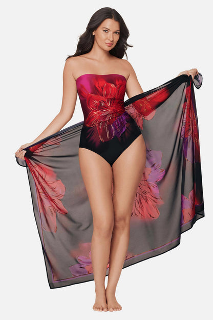 Miraclesuit Black/Multi Pareo Cover Up in Petali Rosa