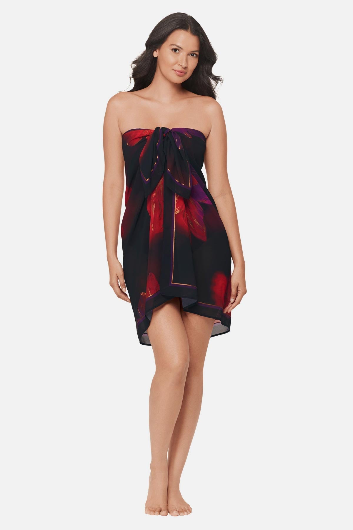Miraclesuit Black/Multi Pareo Cover Up in Petali Rosa