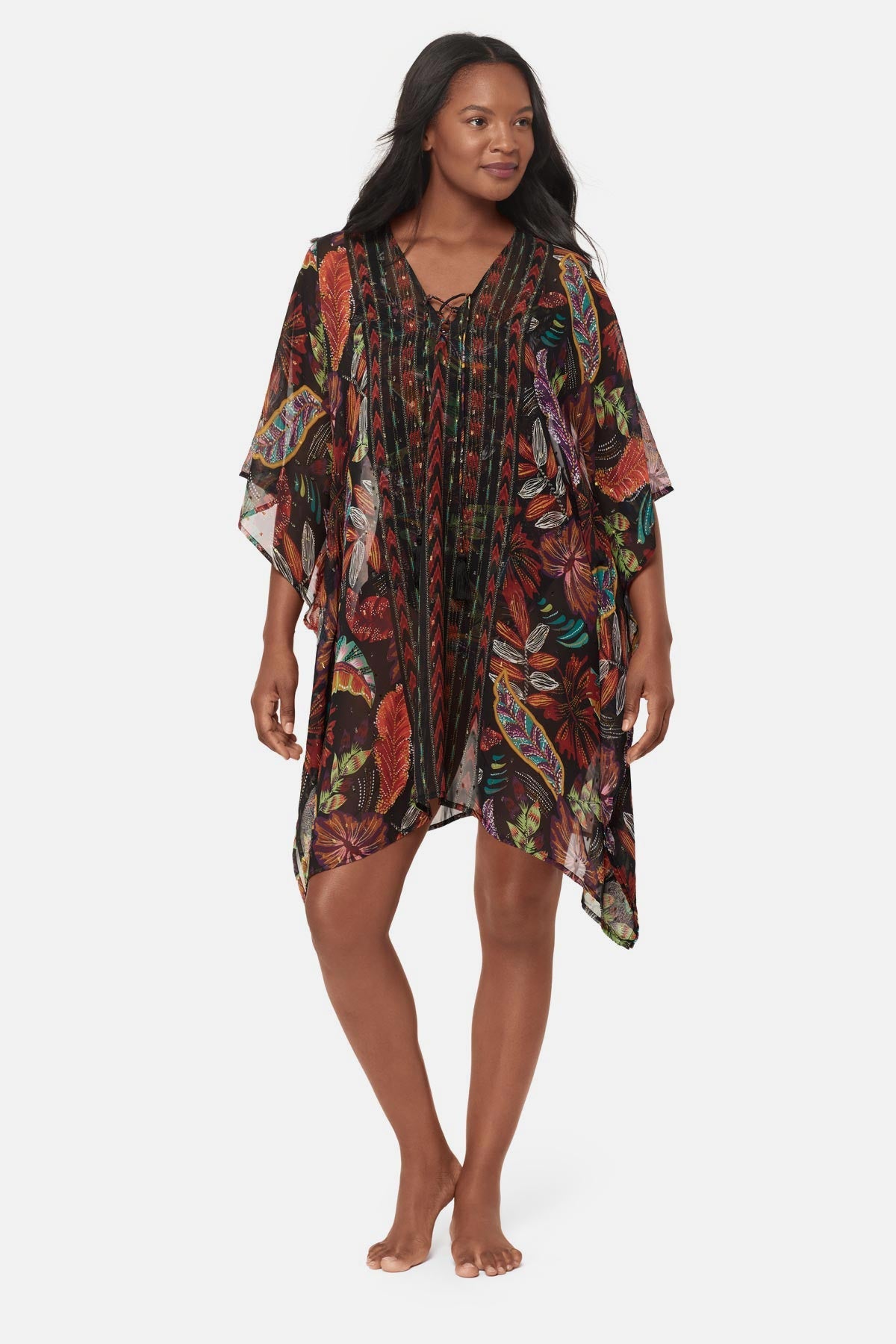 Miraclesuit Black/Multi Caftan Cover Up in Pluma Orla