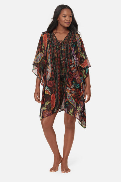 Miraclesuit Black/Multi Caftan Cover Up in Pluma Orla