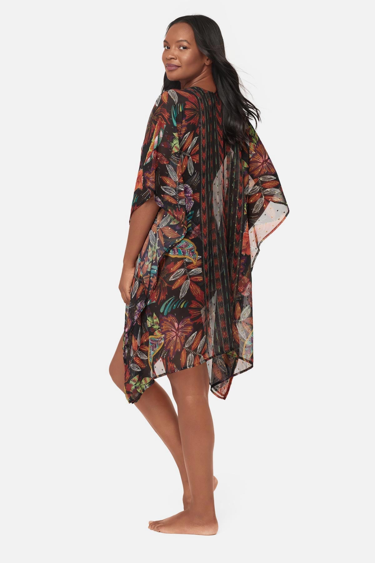 Miraclesuit Black/Multi Caftan Cover Up in Pluma Orla