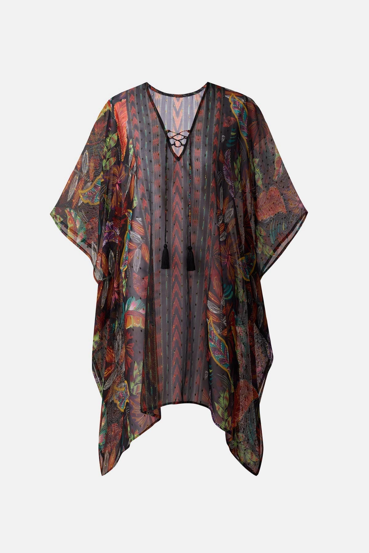 Miraclesuit Black/Multi Caftan Cover Up in Pluma Orla