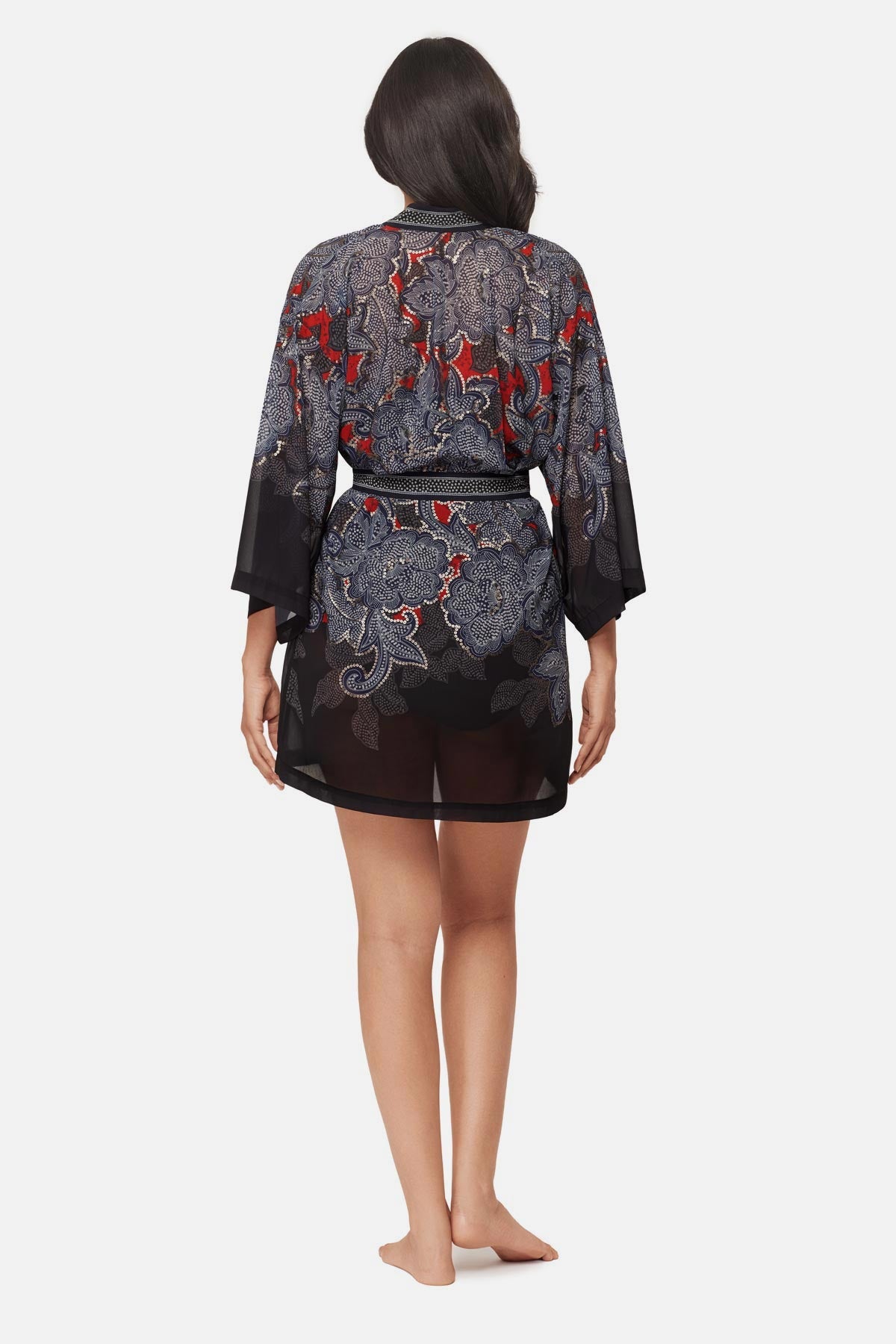 Miraclesuit Black/Multi Kimono Cover Up in Steel Magnolias