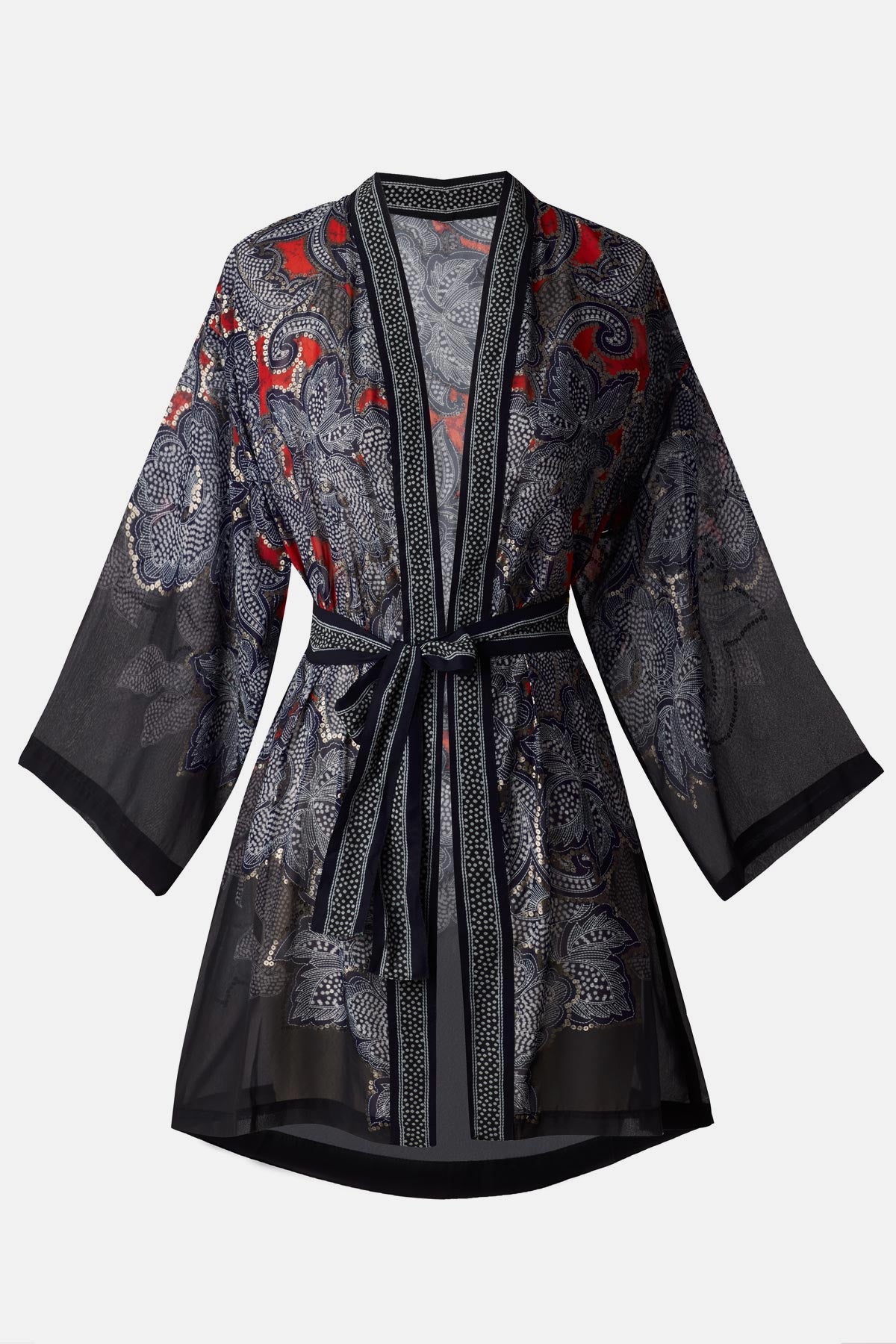 Miraclesuit Black/Multi Kimono Cover Up in Steel Magnolias