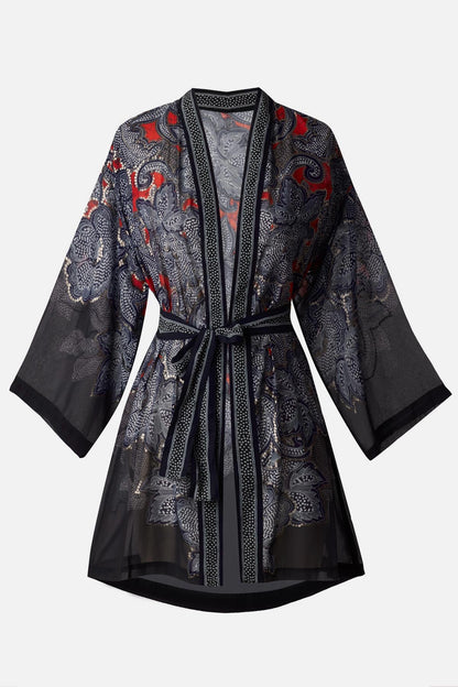 Miraclesuit Black/Multi Kimono Cover Up in Steel Magnolias