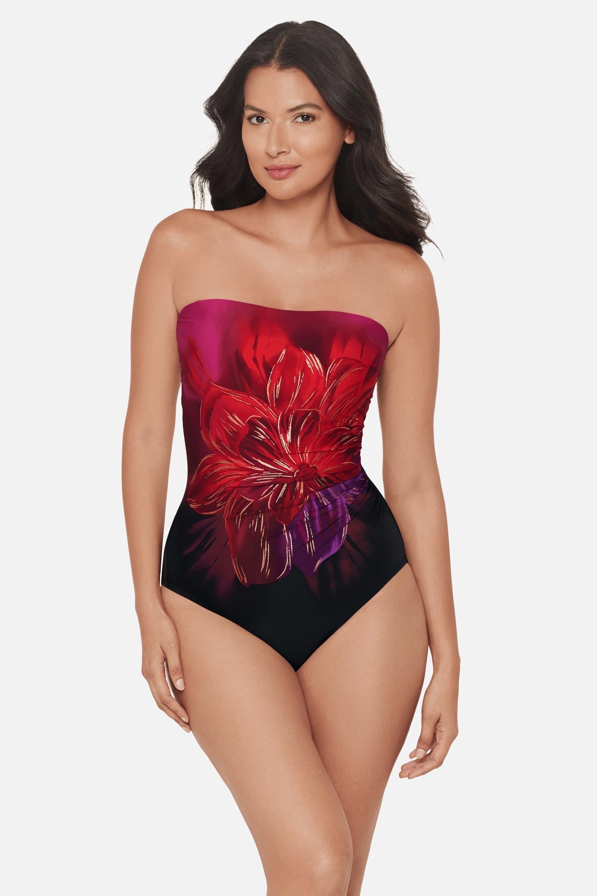 Miraclesuit Black/Multi Avanti One Piece in Petali Rosa