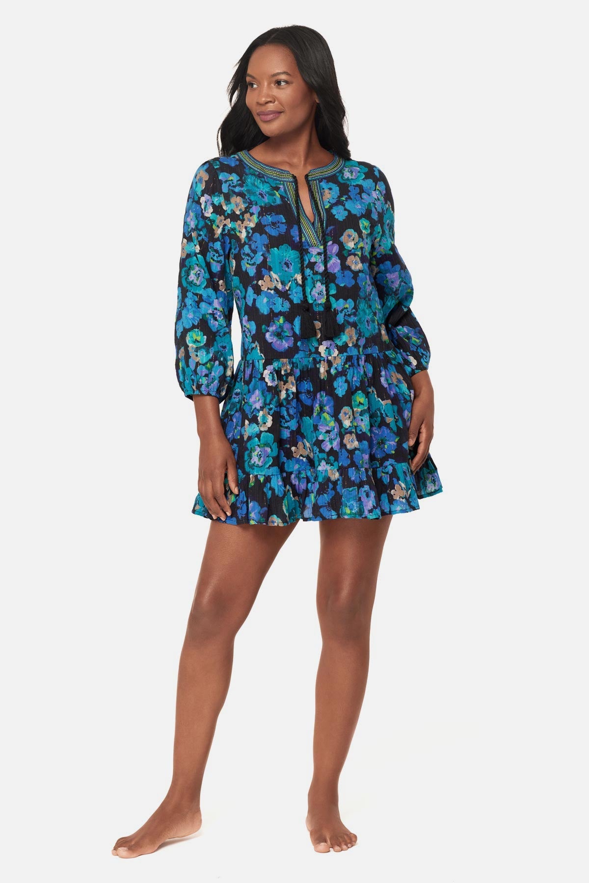 Miraclesuit Black/Multi Beach Dress Cover Up in Secret Garden