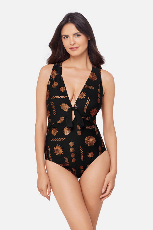 Miraclesuit Black/Multi Magicsuit Halle One Piece in Clamdigger