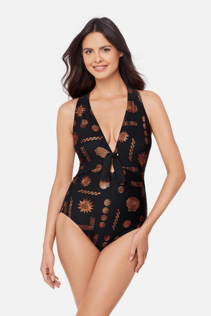Miraclesuit Black/Multi Magicsuit Halle One Piece in Clamdigger