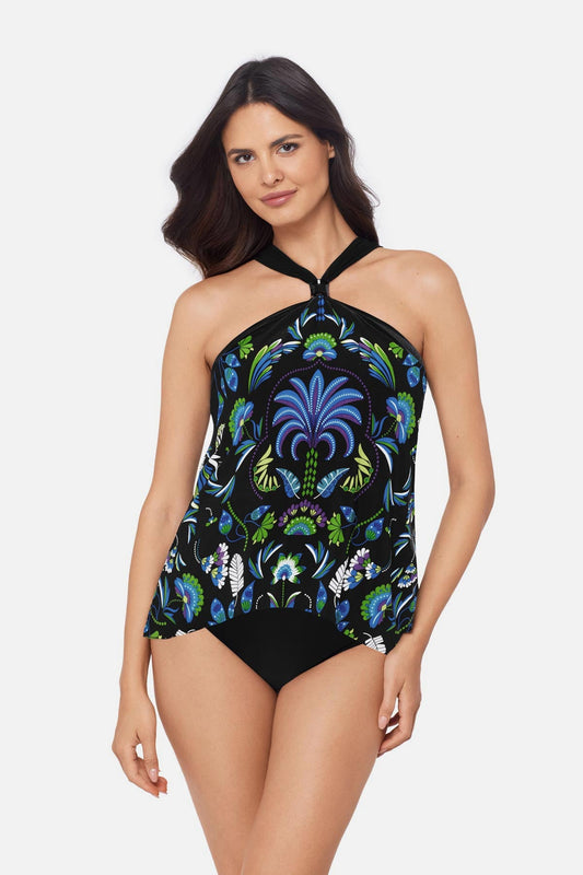 Miraclesuit Black/Multi Magicsuit Faye Tankini Top in Taj Mahal