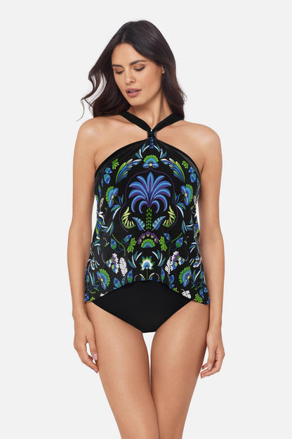 Miraclesuit Black/Multi Magicsuit Faye Tankini Top in Taj Mahal