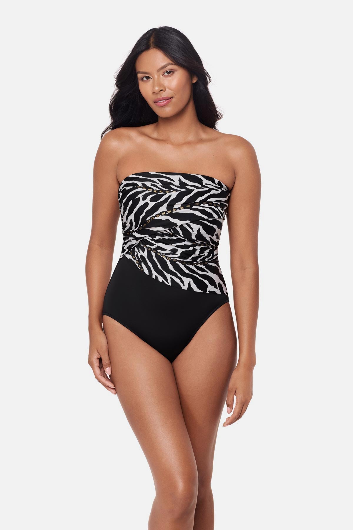 Miraclesuit Black/White Magicsuit Goddess One Piece in Sand Tracks
