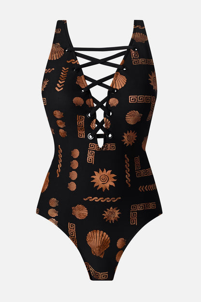 Miraclesuit Black/Multi Magicsuit Steffi One Piece in Clamdigger
