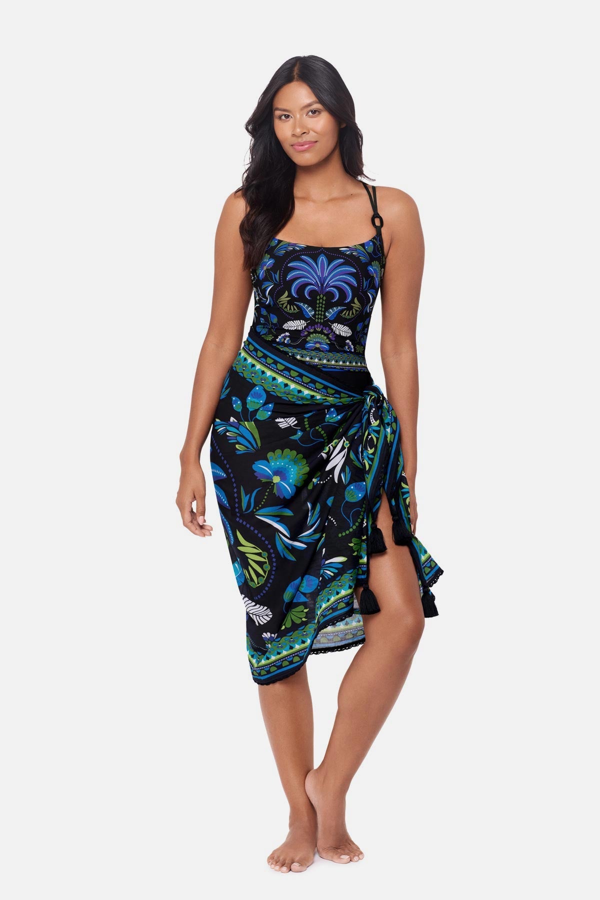 Miraclesuit Black/Multi Magicsuit Pareo Cover Up in Taj Mahal