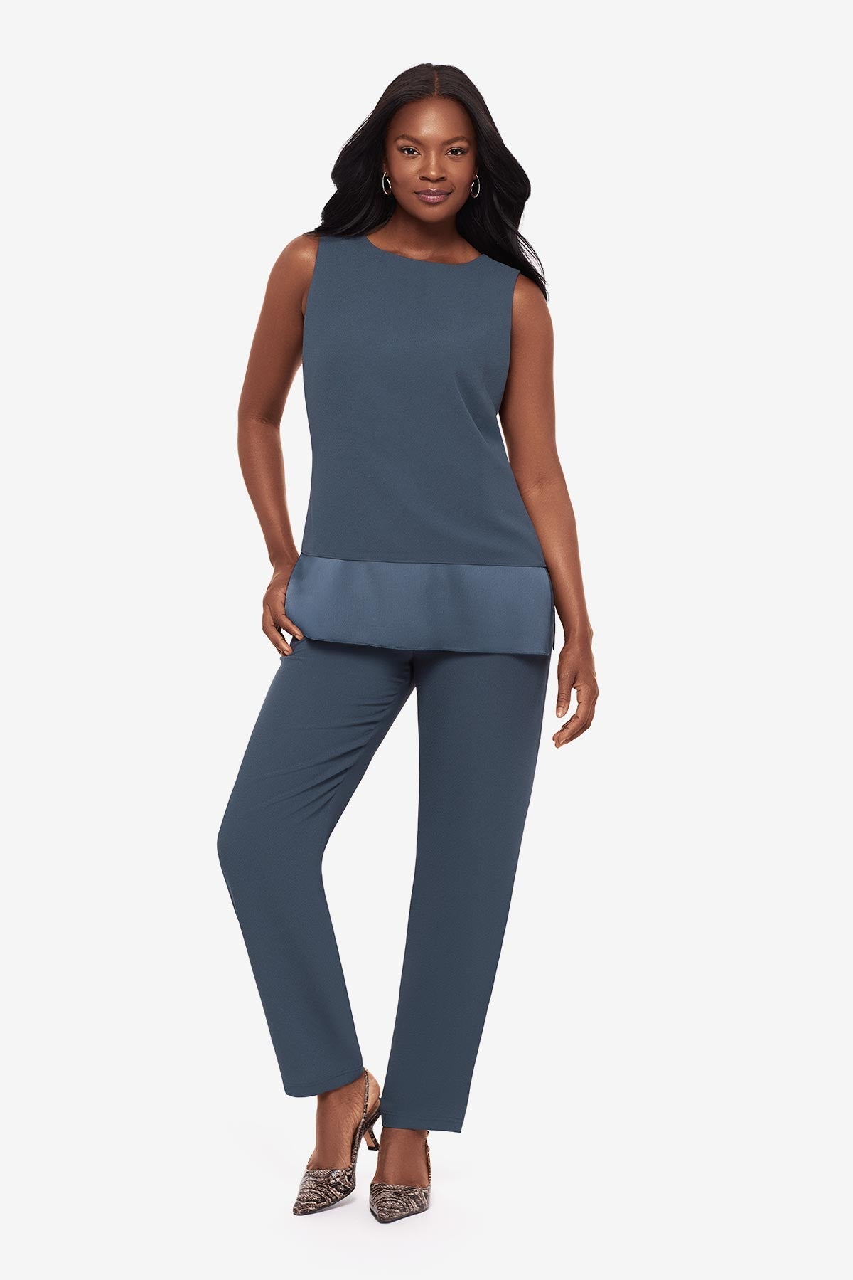 Miraclesuit Slate Crepe Layered Tunic in Slate