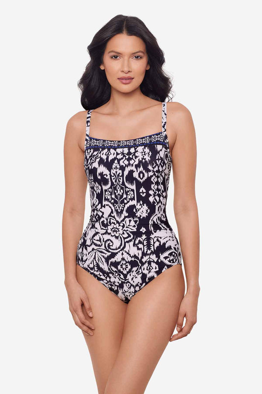 Miraclesuit Midnight/White Talavera Kara One Piece Swimsuit